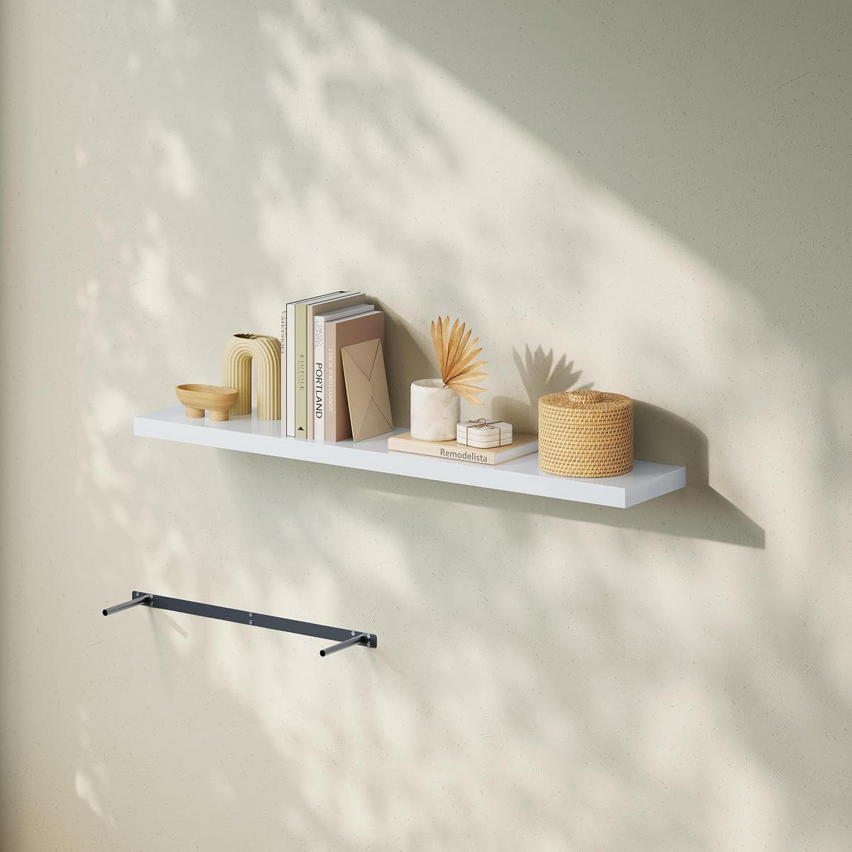 WANDREGAL Freischwebend Weiß 110B x 22,9L x 3,8H - Weiß Hochglanz, Holz (110/3.8/22.9cm) - Woltu