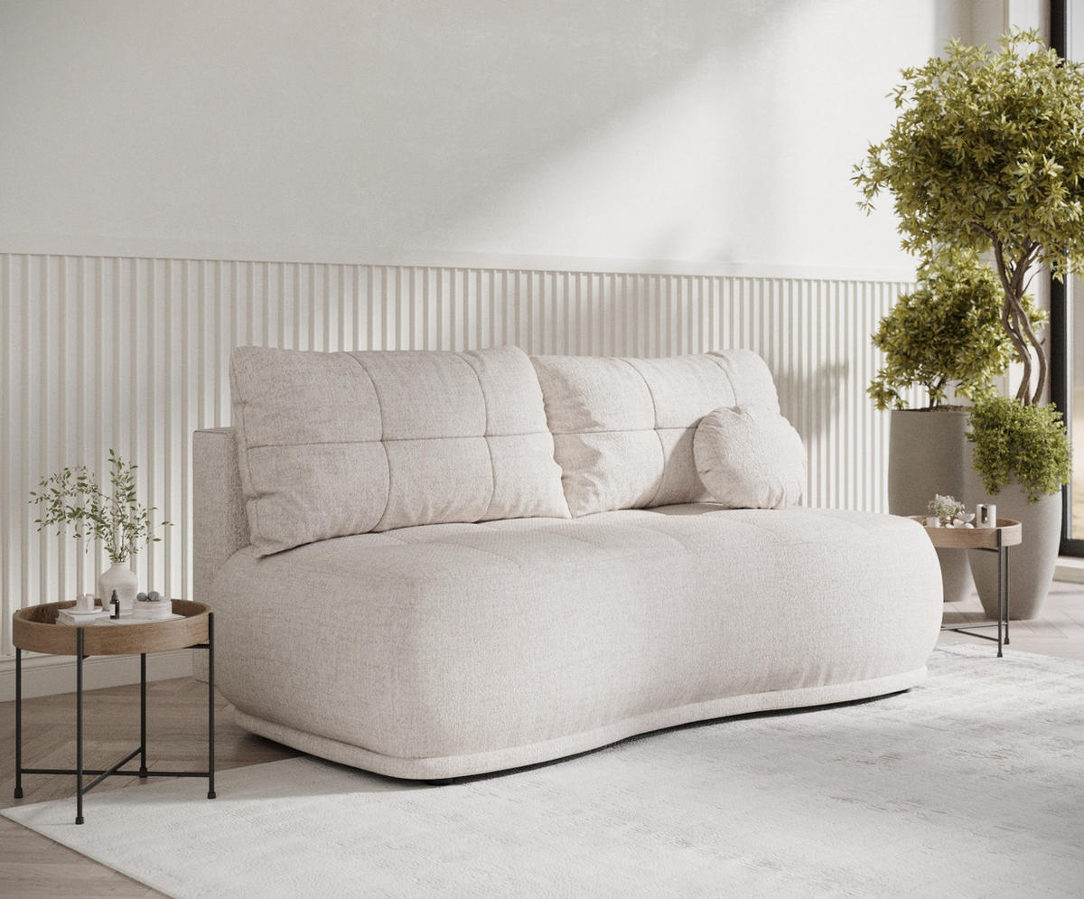 SCHLAFSOFA Cirrus Beige Webstoff - Beige/Schwarz, Holz/Holzwerkstoff (206/95/105cm) - Maison de Reve
