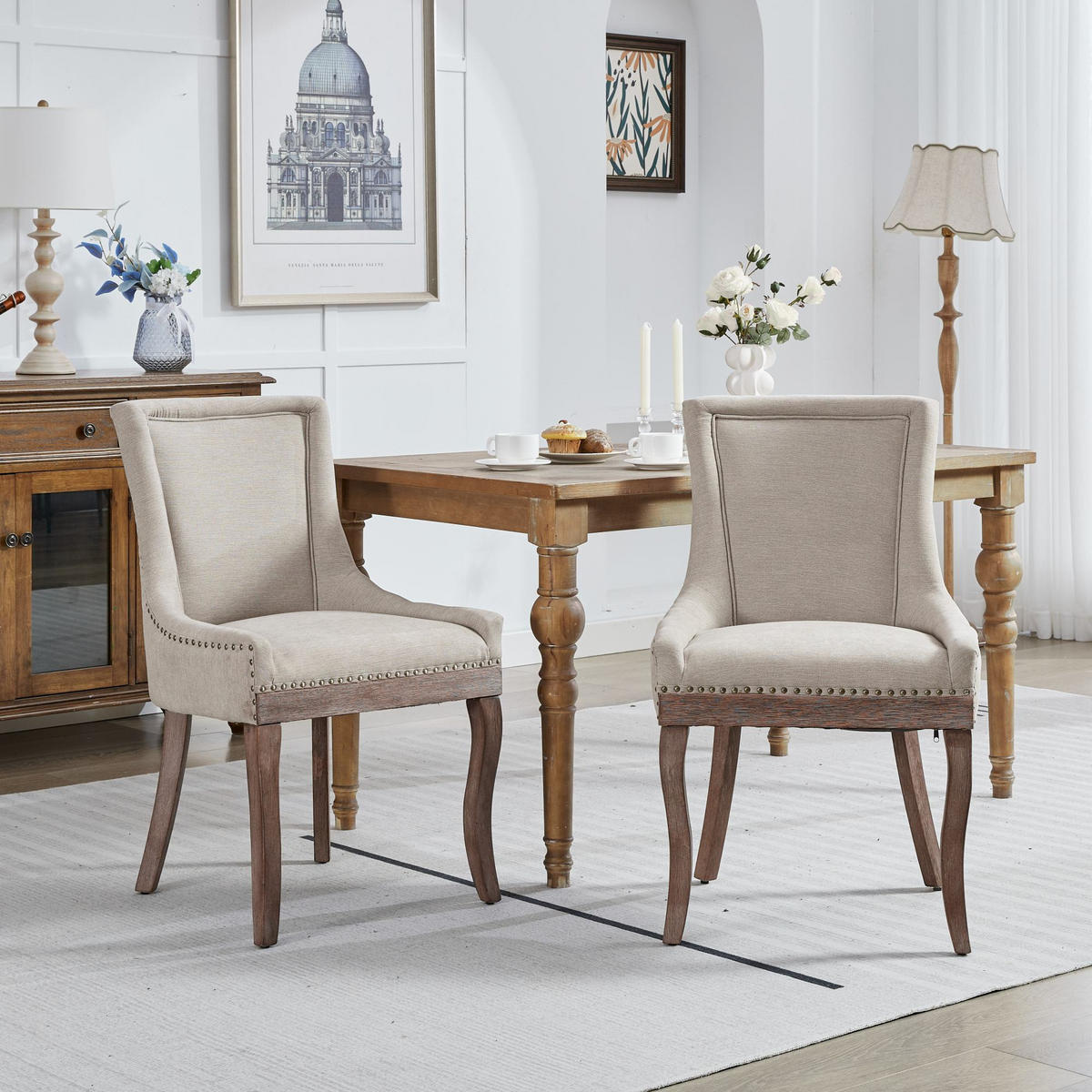 ARMLEHNSTUHL-SET DE-36295 2 Stück Beige - Beige, Holz (55/92.5/61cm) - ComfortXL