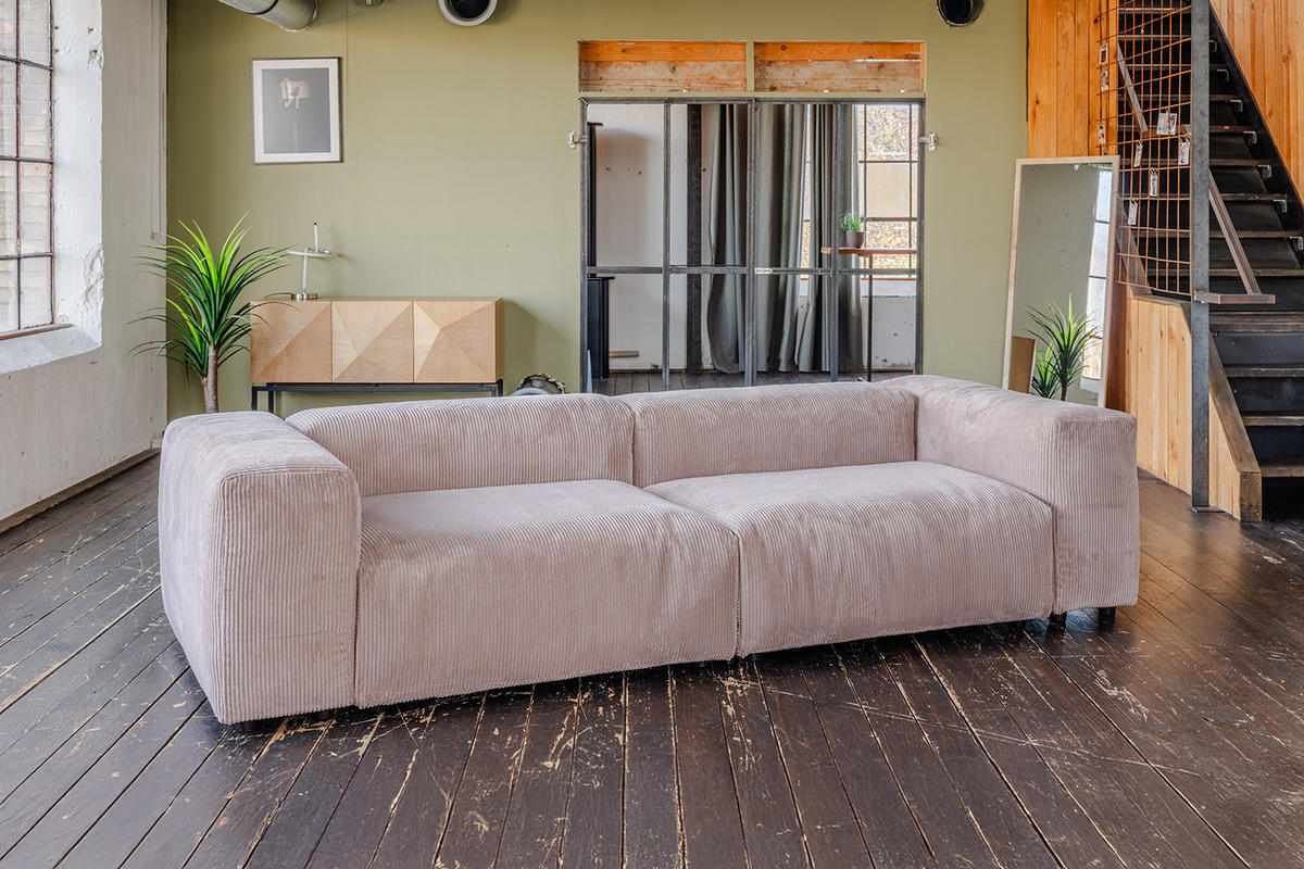 MODULSOFA MIA Taupe Cord - Taupe/Schwarz, Kunststoff/Textil (306/72/120cm) - KAWOLA