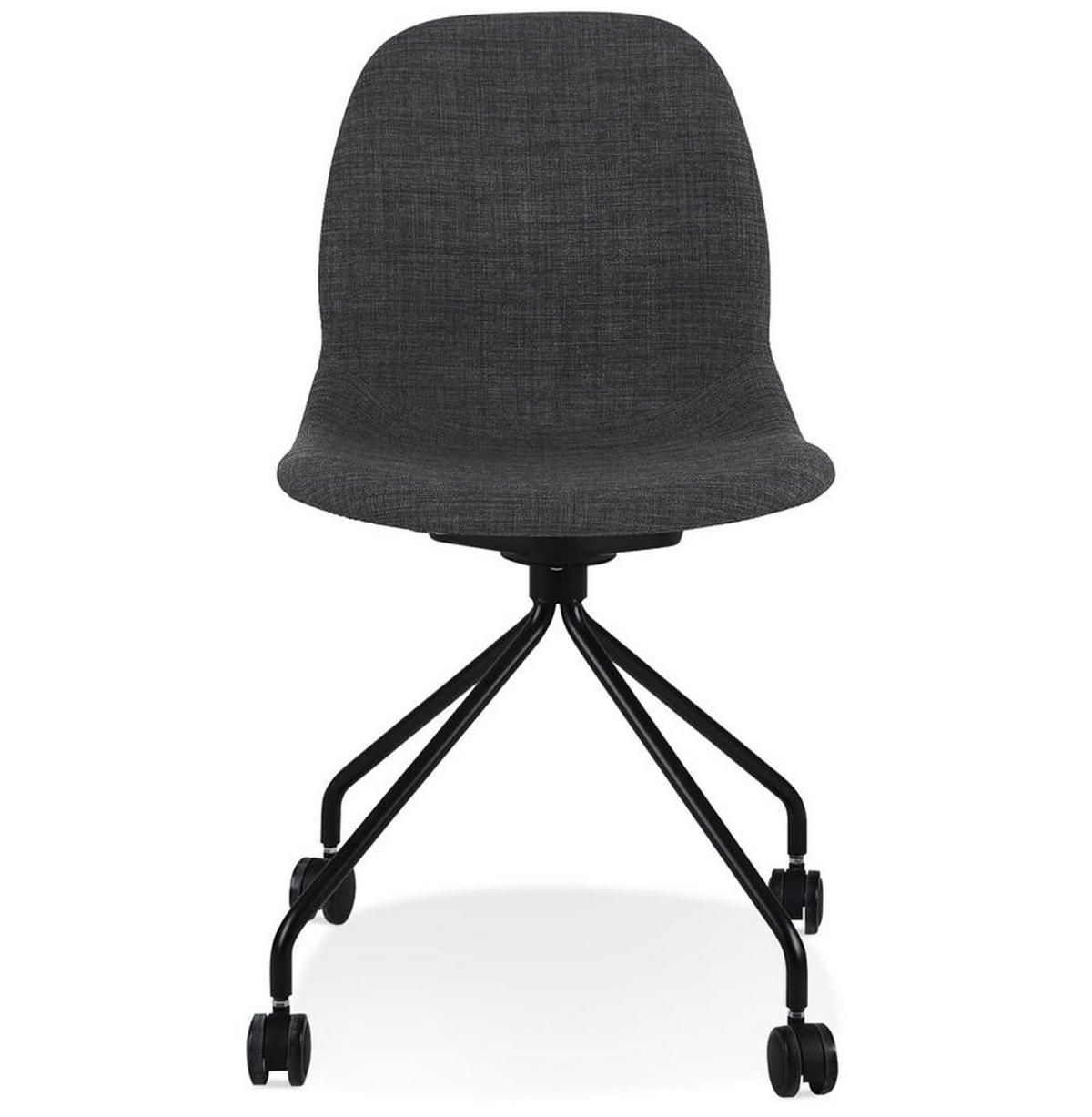 DREHSTUHL Stoff mit ergonomischer Form, Rollen und 360° Drehfunktion CERANO, Anthrazit 46x49x86 cm - Anthrazit/Schwarz, Textil/Metall (46/86/49cm) - KADIMA DESIGN