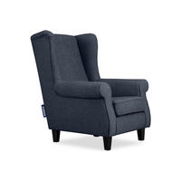 OHRENSESSEL MILES Massivholzbeine schwarz, dunkelblau - Dunkelblau, Holzwerkstoff/Buchenholz (82/105/97cm) - KONSIMO®