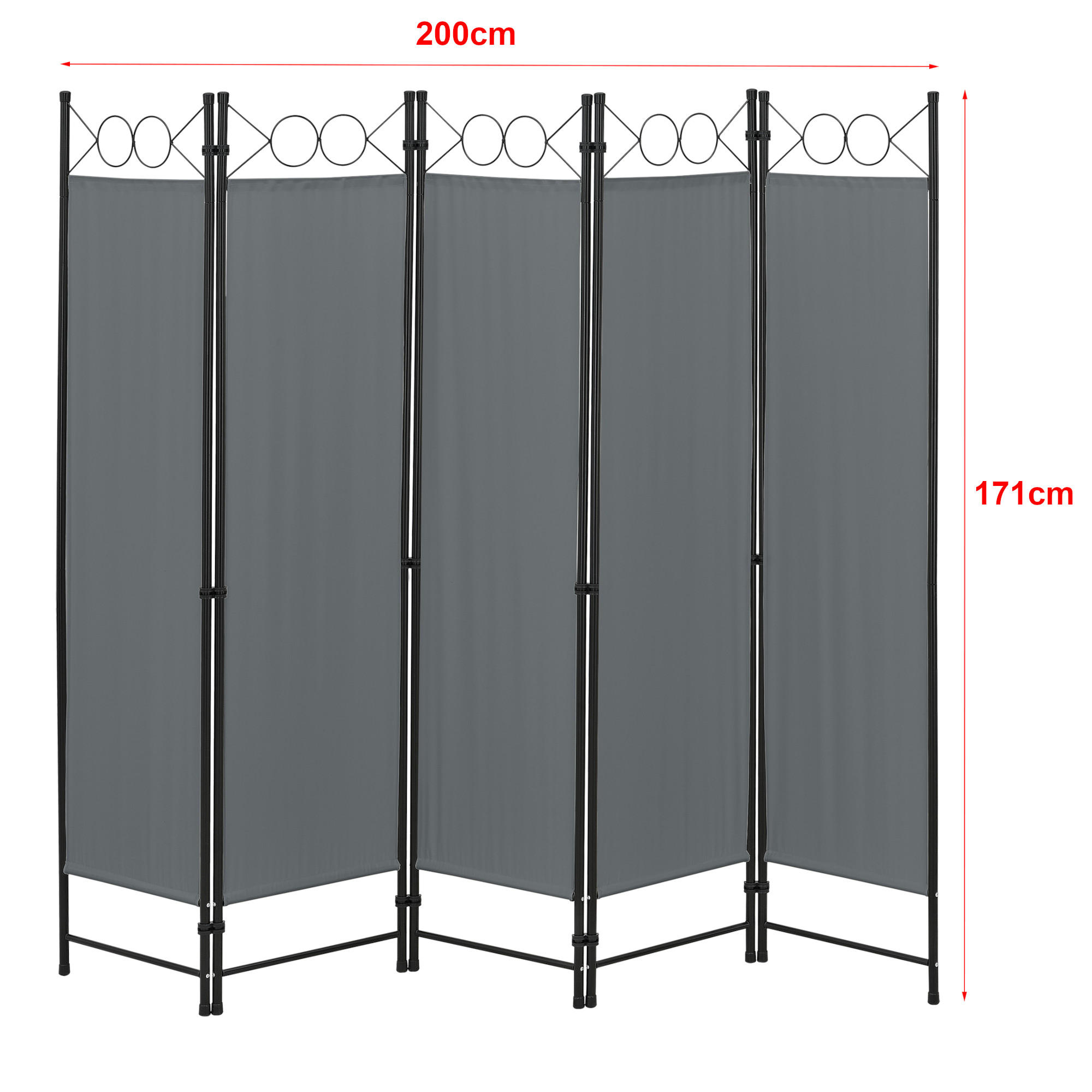 SICHTSCHUTZ Saragossa - Dunkelgrau, Textil/Metall (200/2cm) - [en.casa]