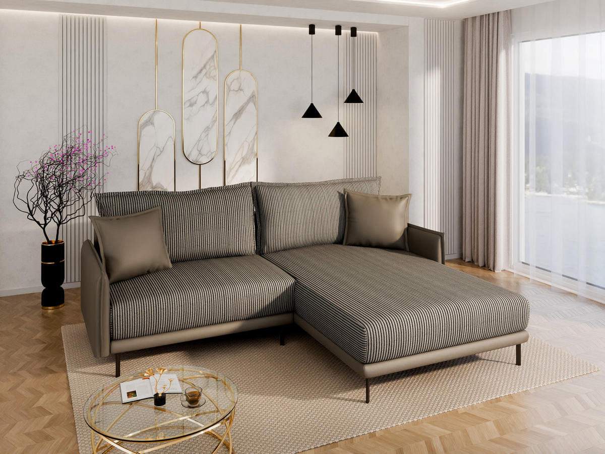 ECKSOFA Selva – modernes Design trifft auf höchsten Komfort, Mokka - Mokka, Holz (246/190cm) - Panda Möbel