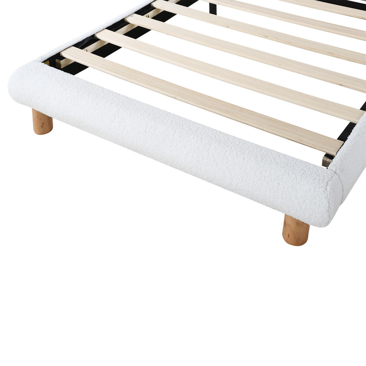 EINZELBETT 90x200cm Weiß Polsterbett Holzlattenrost Vliesimitat - Weiß, Holz (90/200cm) - FLIEKS