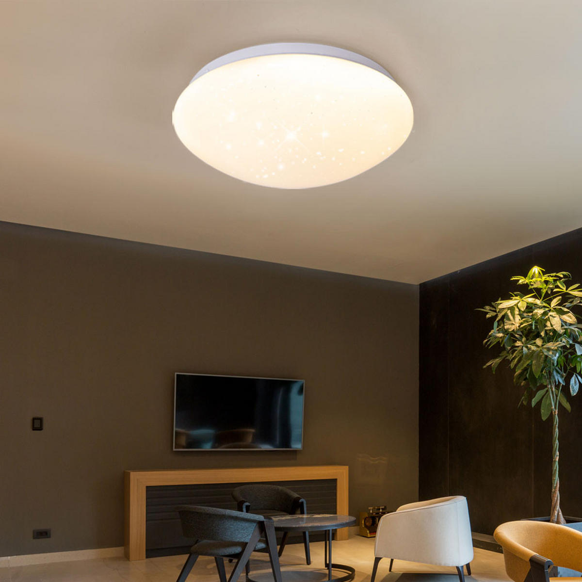 LED DECKENLEUCHTE Weiß Sternenhimmel Effekt - Weiß, Metall (29/9.2/9.5cm)