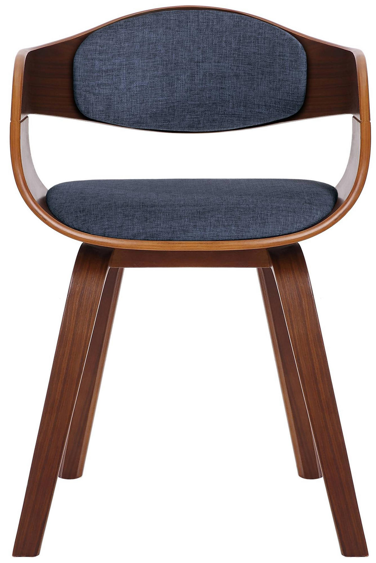 ARMLEHNENSTUHL Stoff Walnuss/Blau - Blau/Walnussfarben, Holz/Textil (49/73/46cm) - CLP