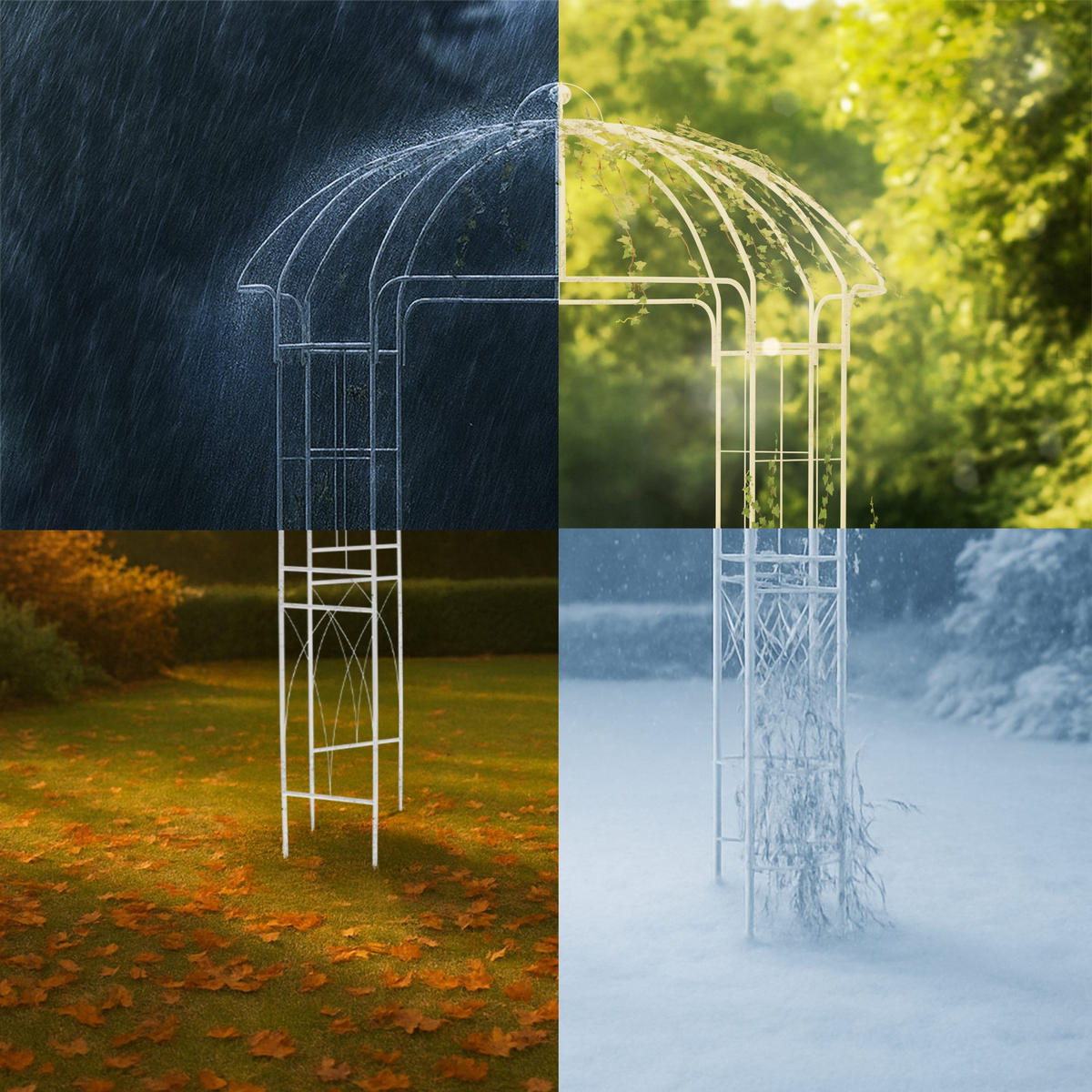 PAVILLON 200/200/270 cm Metall Antik Weiß - Weiß, Metall (200/270/200cm) - CLP