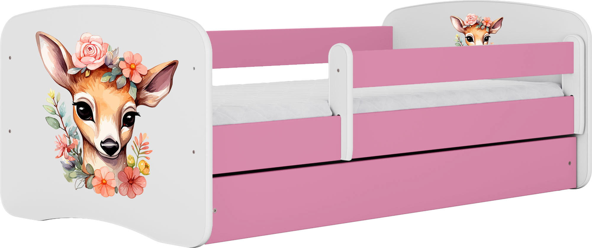 KINDERBETT Emily mit Schublade und Matratze, Rosa 70x140 cm - Dunkelorange/Rosa, Holzwerkstoff (140/70cm) - WFL GROUP