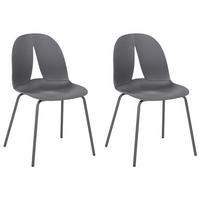 GARTENSTUHL 2er Set ohne Armlehnen Dunkelgrau Bolgheri - Dunkelgrau/Grau, Kunststoff (49/83/49cm) - Beliani