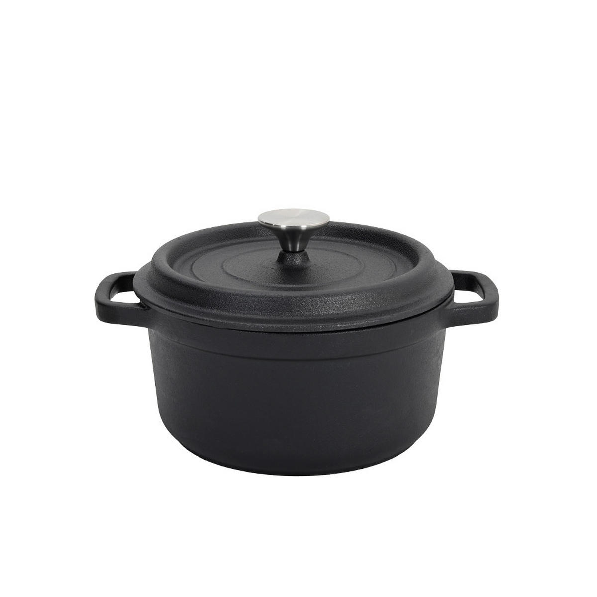 SCHMORTOPF mit Deckel aus Gusseisen in Schwarz 20 x 20 x 10 cm 3，5 kg - Schwarz, Metall (20cm) - Livingandhome