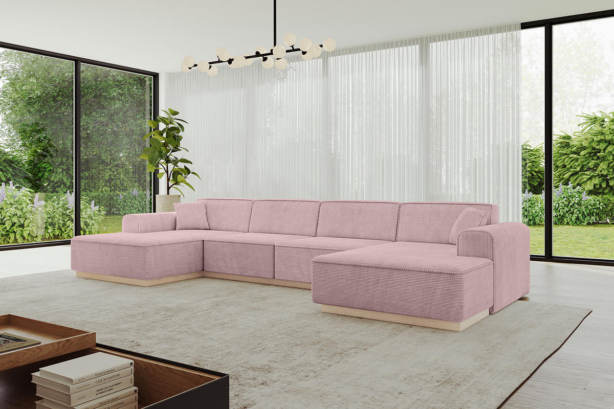 WOHNLANDSCHAFT IREA-U2 - 388x171x83 cm Rosa - Rosa, Holzwerkstoff/Textil (388/83/171cm) - ALTDECOR