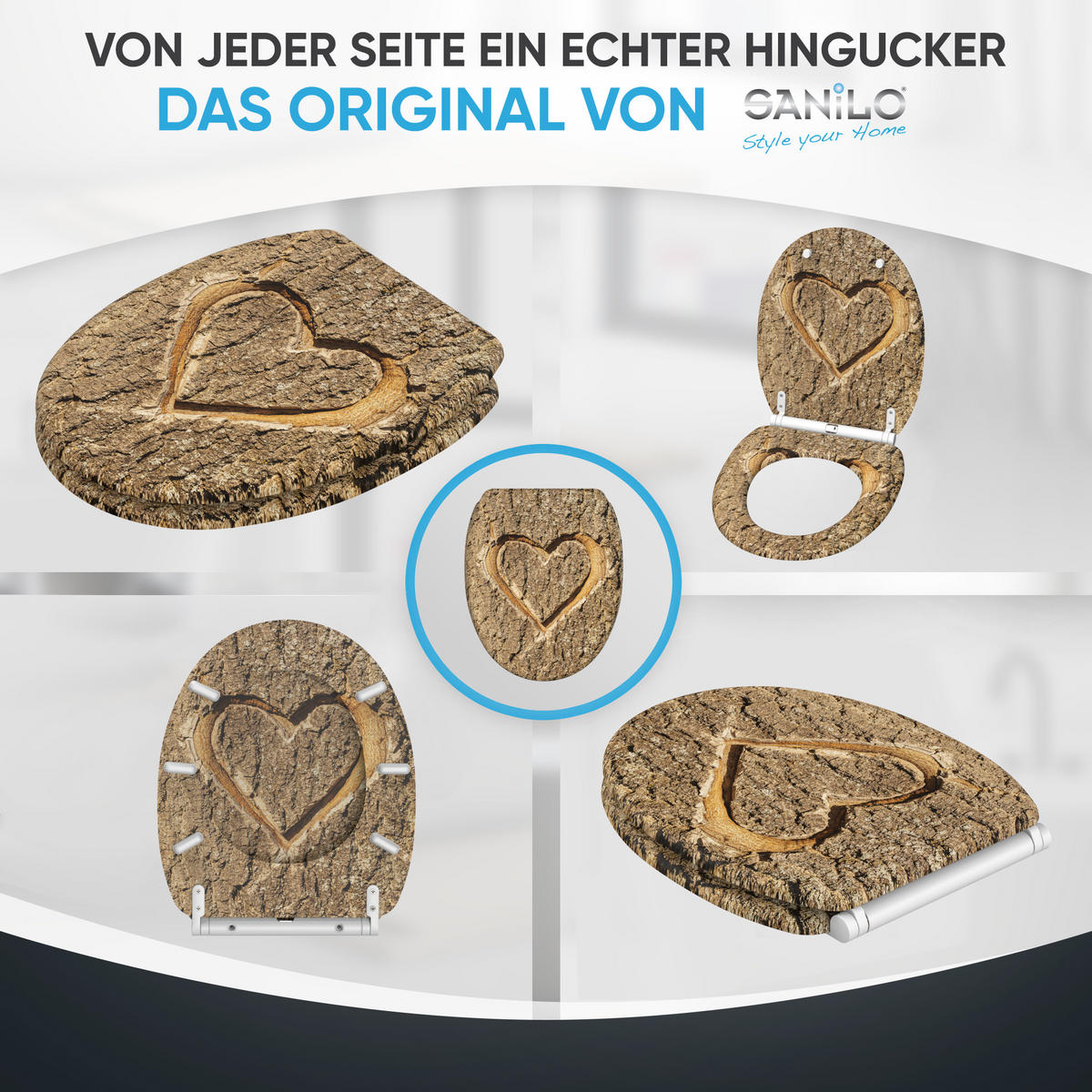 WC-SITZ mit Absenkautomatik & Top Fix True Love - Braun, Holzwerkstoff (37.7/5.5/48cm) - Sanilo