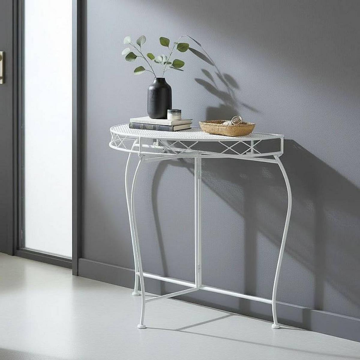 KONSOLENTISCH Weiss Metall 75 cm 96313 - Weiß, Metall (36/75/75cm) - DanDiBo