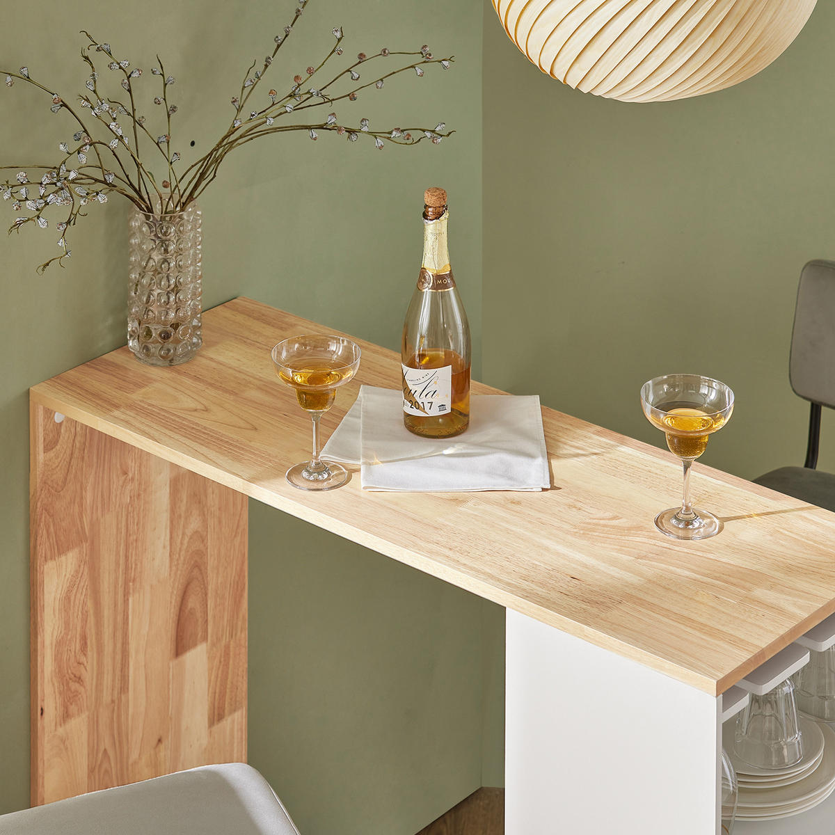 BARTISCH Weiß-Natur - Weiß/Naturfarben, Holz/Holzwerkstoff (108/105/40cm) - SoBuy