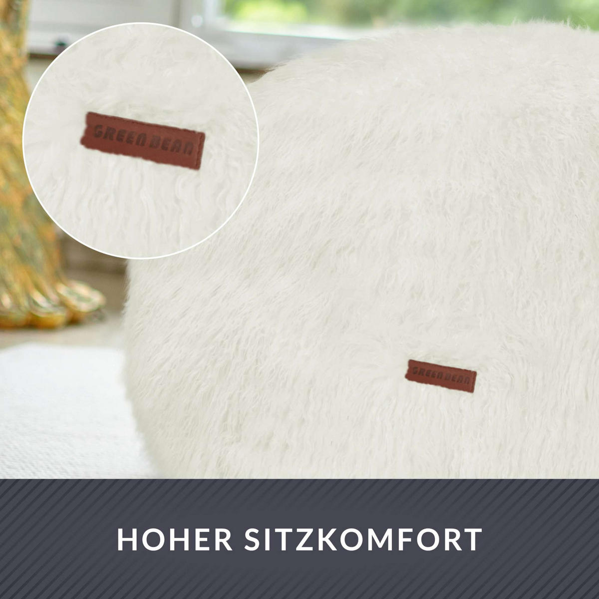 SITZSACK-HOCKER Pouf "FELLOPTIK" 45x25cm - Beige, Textil (45/25/45cm) - Green Bean