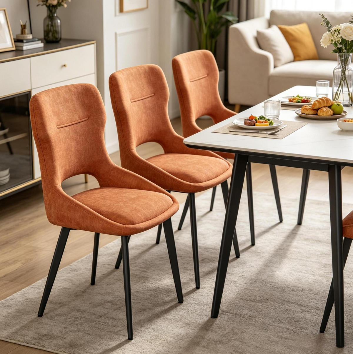 ESSSTUHL 4er-Set Chenille Orange - Orange, Metall (40/86/43cm) - Meubliv