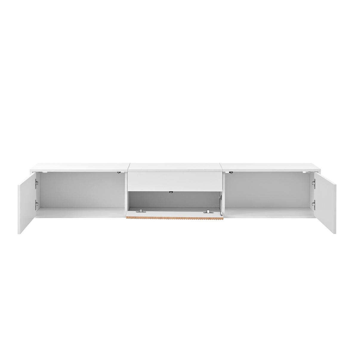 TV-SCHRANK 180/34/30 cm Weiß Holzoptik mit Beamer-Ablage und Türen - Weiß, Holzwerkstoff (180/30/34cm) - Oxeza