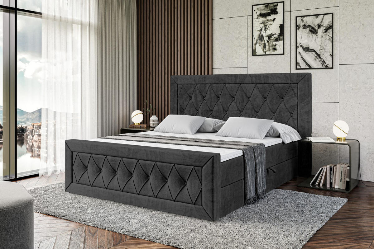 BOXBETT NOEL-Z - 140 x 200 - H4 - Schwarz - Schwarz, Holzwerkstoff (140/200cm) - ALTDECOR
