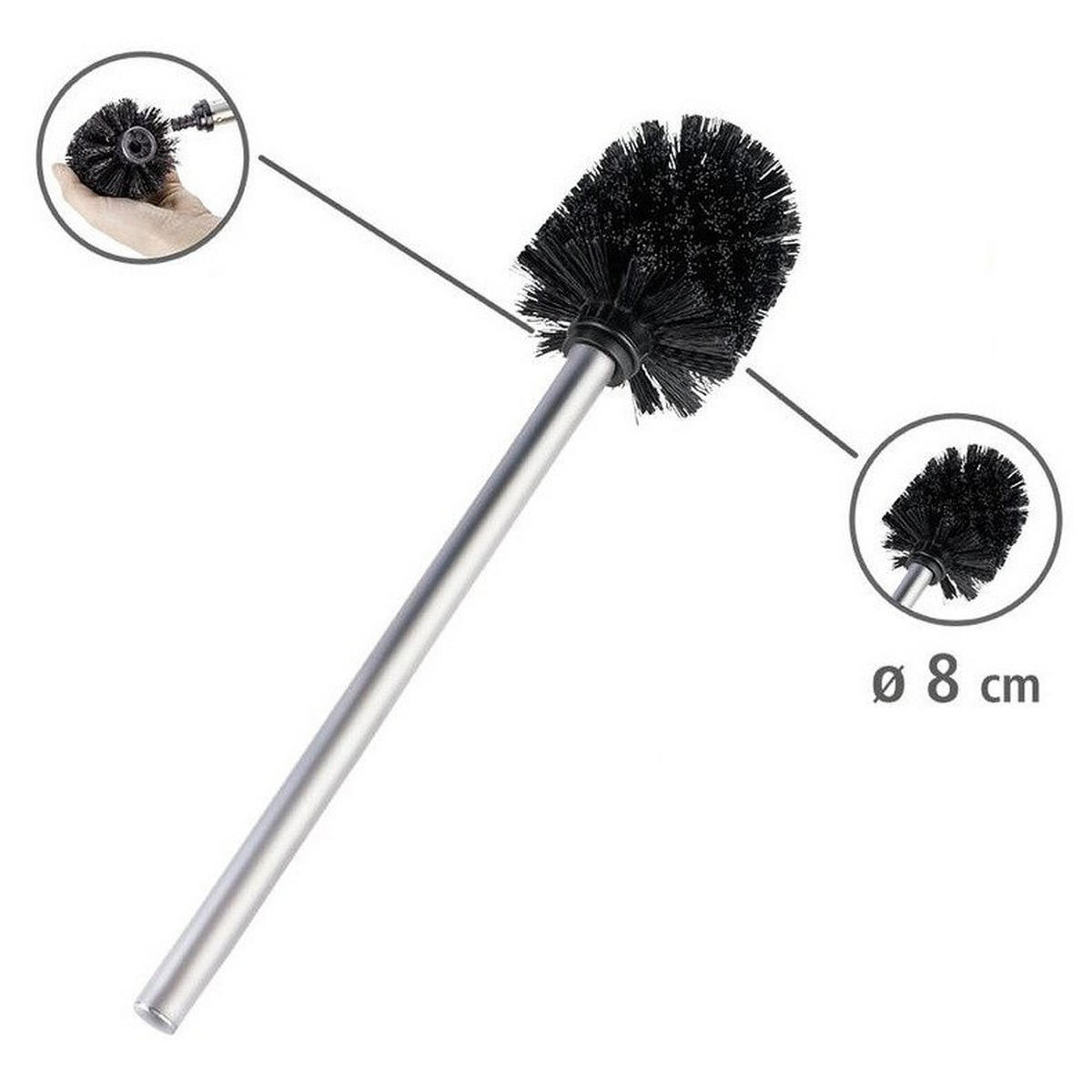 STAND-WC-GARNITUR Edelstahl matt Rivalta 18/23/70 cm - Silberfarben, Metall (23/70/18cm) - Wenko