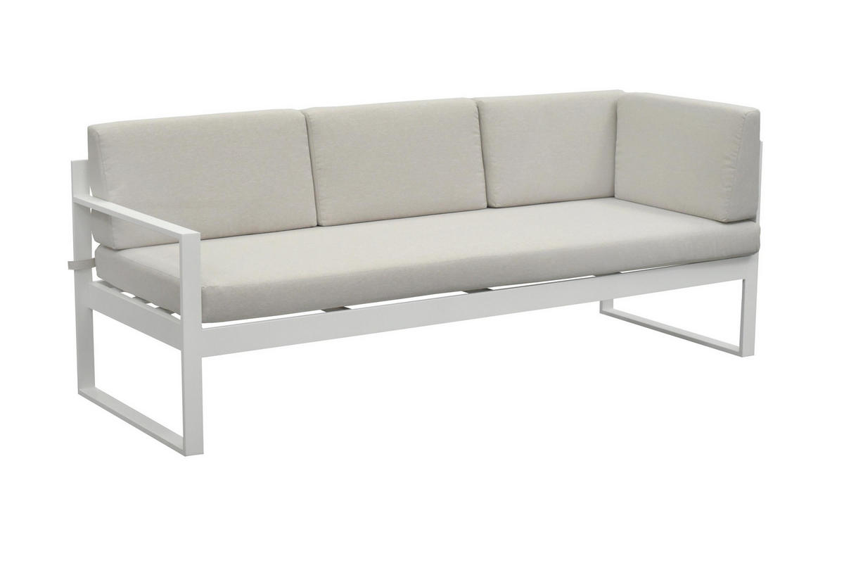 LOUNGE-SET Lima Weiß 5-Sitzer Aluminium mit Couchtisch in Holzoptik - Weiß, Kunststoff - bellavista - Home & Garden