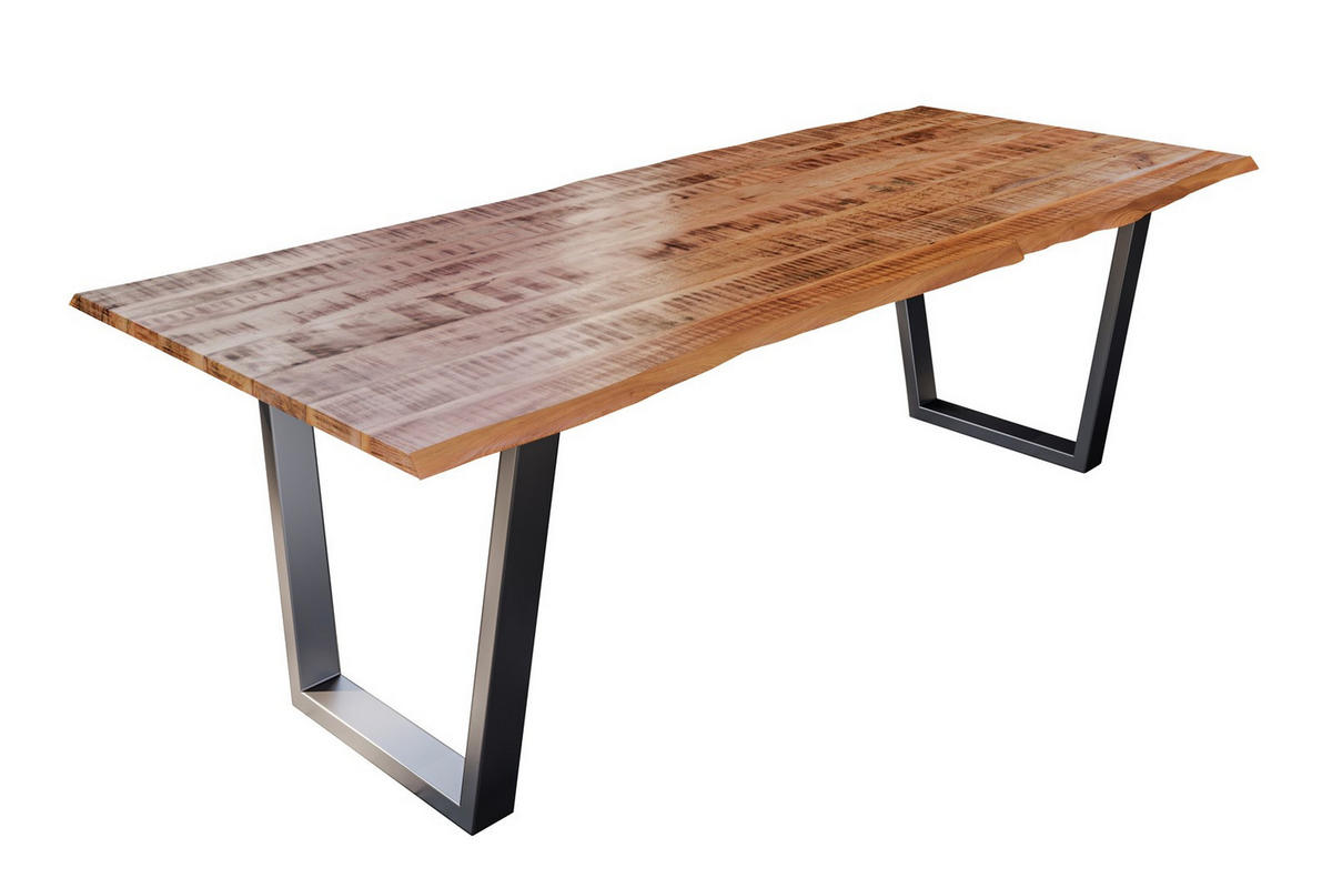 ESSTISCH DORA V - Beige/Silberfarben, Holz/Metall (90/180/77cm) - SAM