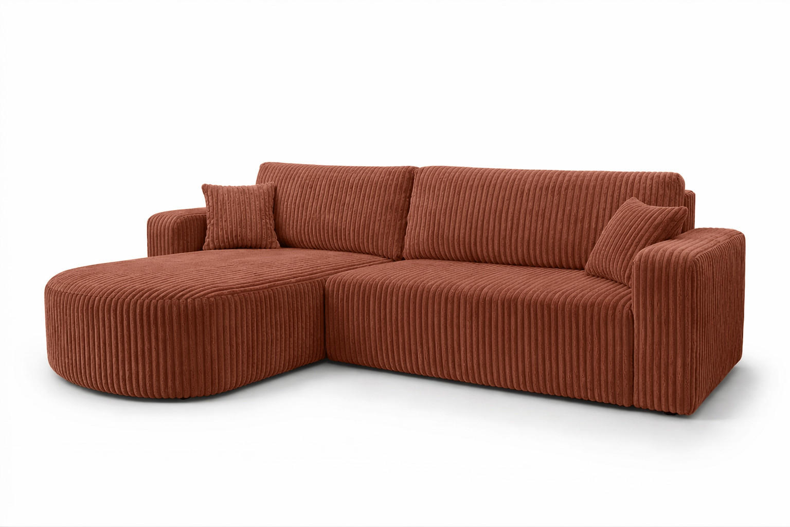 Kaiser Möbel ROHOVÁ SEDAČKA s funkcí spaní, manšestrová tkanina Tilia, Měděná, Levá strana, ROUND ONE XL
