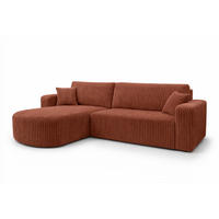 ECKSOFA Mit Schlaffunktion, Cordstoff Tilia, Kupfer, Links, ROUND ONE XL - Orange, Holz (271/175cm) - Kaiser Möbel