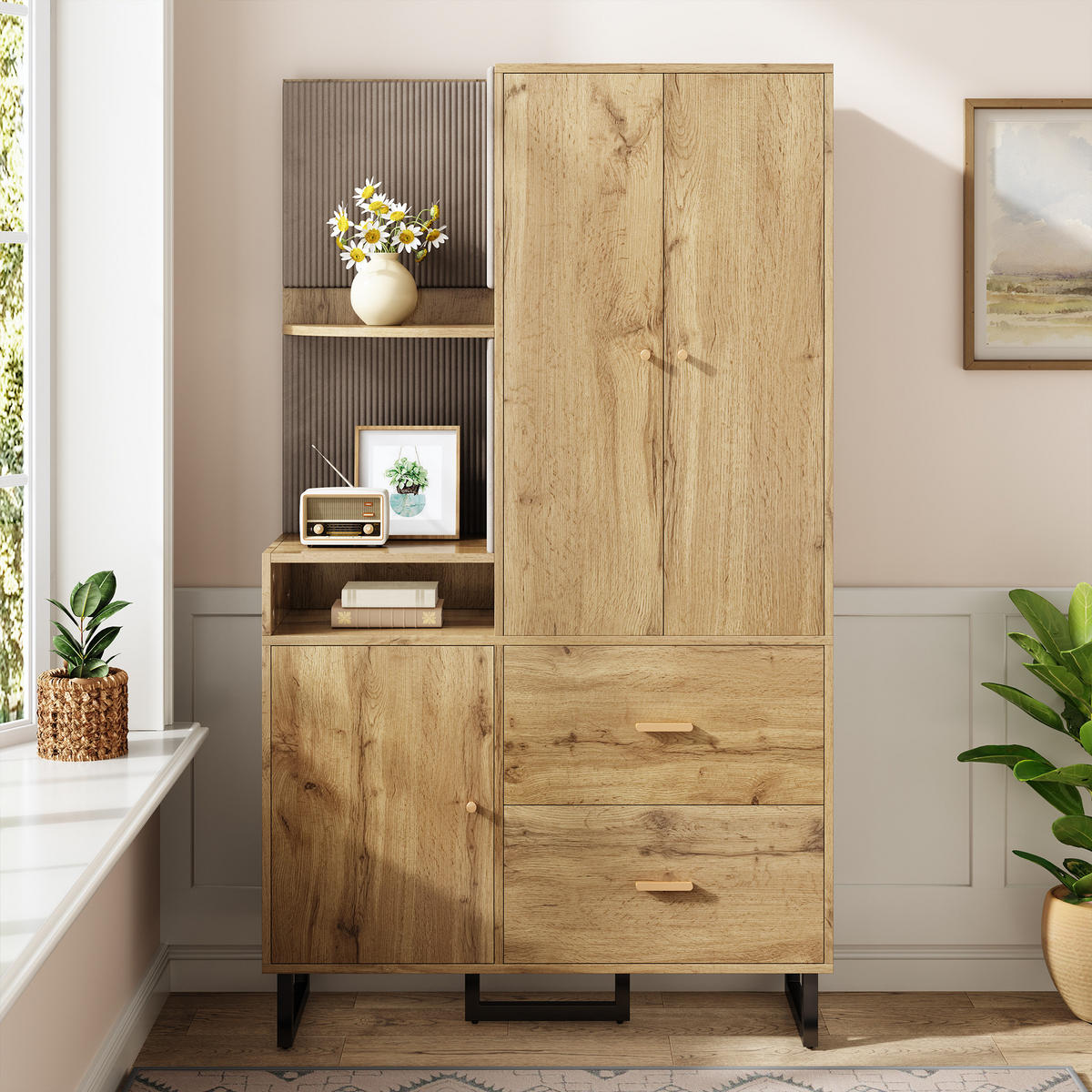 GARDEROBE 110x186x38 cm gepolstert - Naturfarben, Holz (110/186/38cm) - LEBENLANG