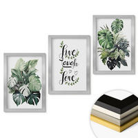 WANDBILDER 3er Set - 20x30 cm Silberner Rahmen - Blattpflanzen leben, lachen, lieben - Silberfarben, Kunststoff (20/30cm) - ArtPrintCave