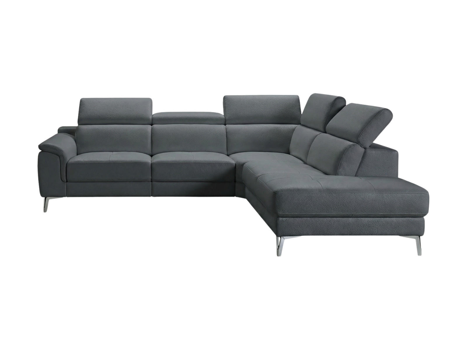 ECKSOFA Jardin Echtleder Anthrazit - Anthrazit, Leder/Metall (266/230cm)