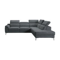 ECKSOFA Jardin Echtleder Anthrazit - Anthrazit, Leder/Metall (266/230cm)