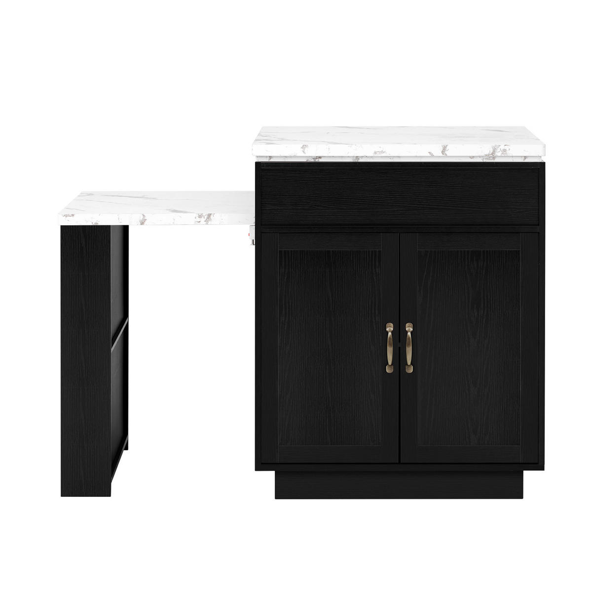KÜCHENINSEL ausziehbar 125,5-187,5 x 71 x 93 cm MDF Schwarz - Schwarz, Holzwerkstoff (71/93/125.5cm) - Meubliv