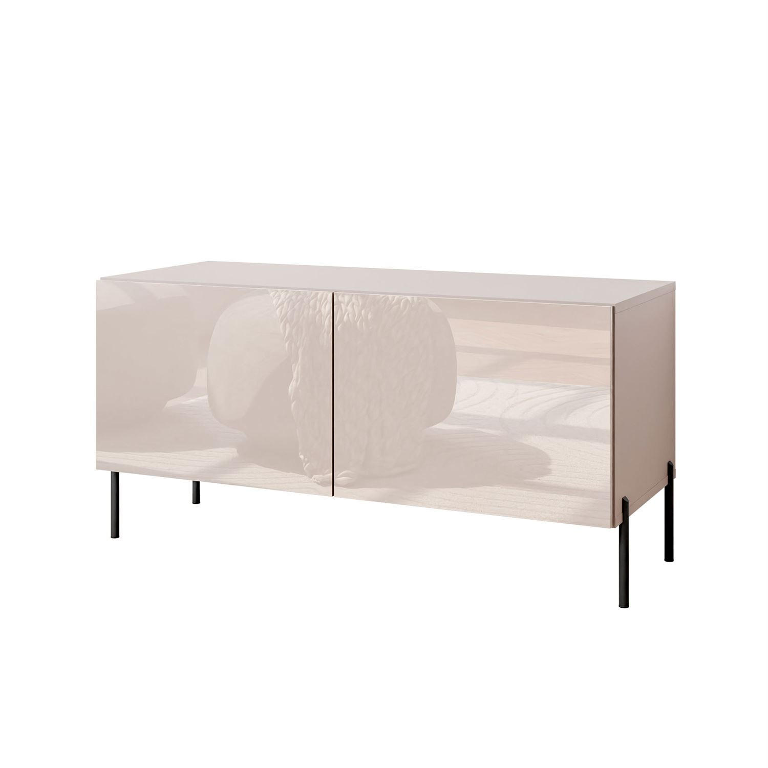 TV-SCHRANK COLGANTE 100 Kaschmir Hochglanz, ohne LED, Gerade schwarze Füßen - Kaschmir/Schwarz, Holzwerkstoff (100/50/40cm) - Lookway