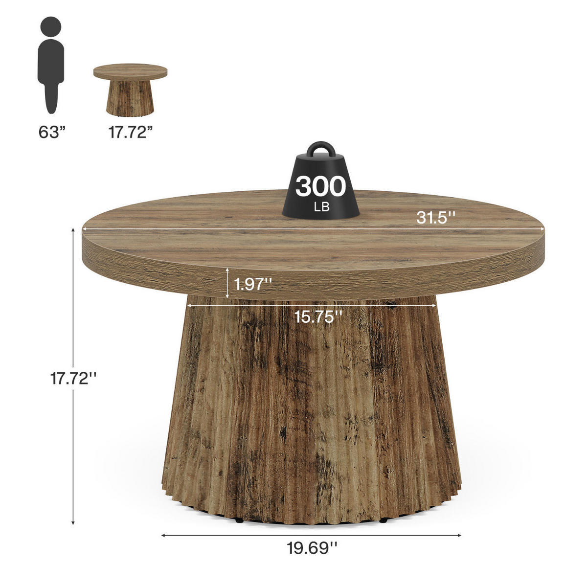 BEISTELLTISCH Rund Holzoptik 80/80/45 cm - Hellbraun, Holzwerkstoff (80/80/45cm) - Quality Elegance