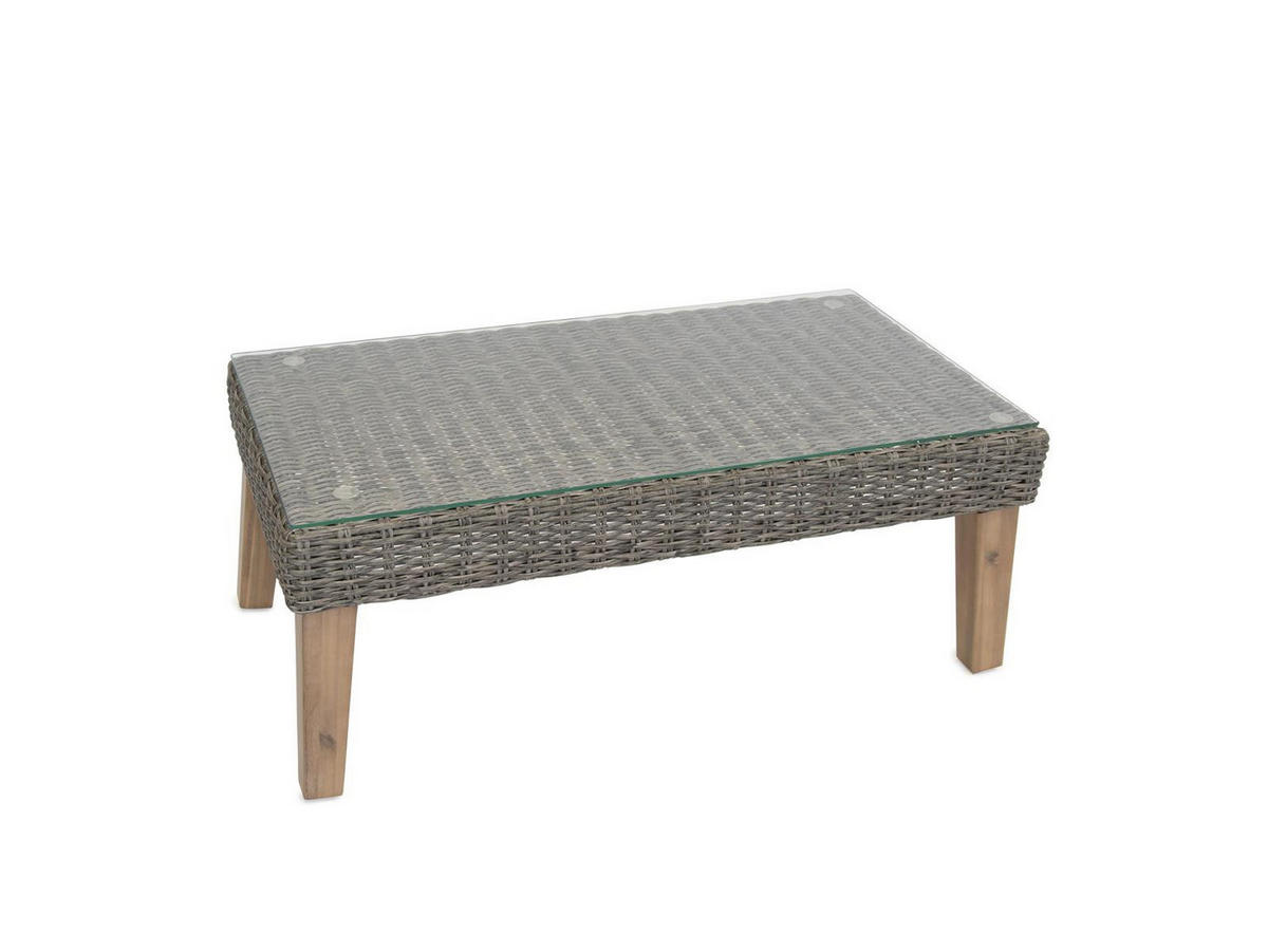 GARTEN-SITZGRUPPE Montecristo Anthrazit Polyrattan für 4 Personen - Grau, Glas - Green Spirit