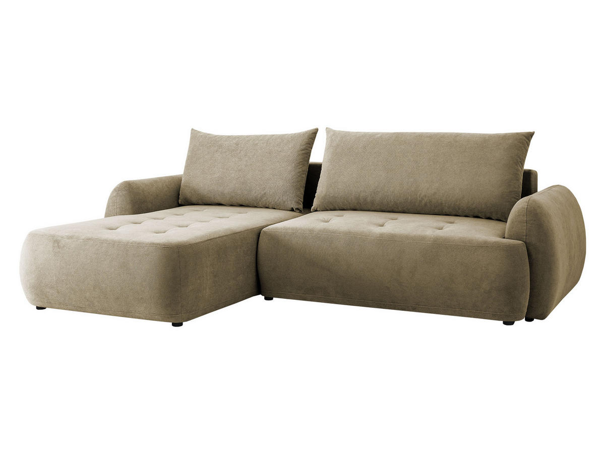 ECKSCHLAFSOFA Bueno II, Seite: Links - Beige/Schwarz, Holz/Textil (280/185cm) - MIRJAN24