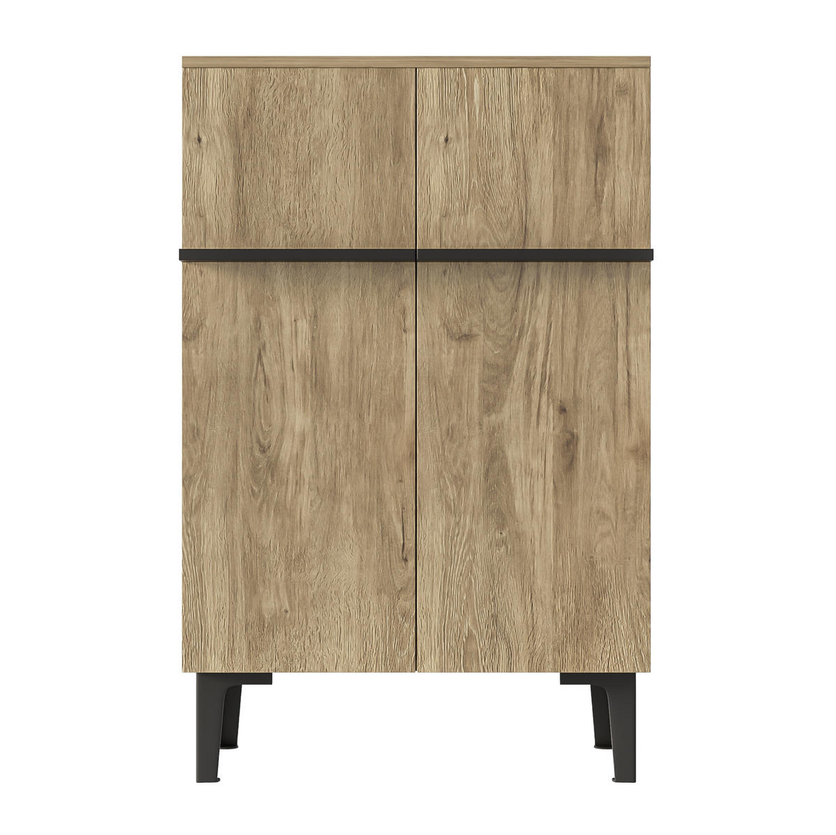 SCHUHSCHRANK 60/34,5/95 cm schwarz in Holzoptik aus Holzwerkstoff mit Doppeltüren - Schwarz, Holzwerkstoff (60/95/34.5cm) - OKWISH