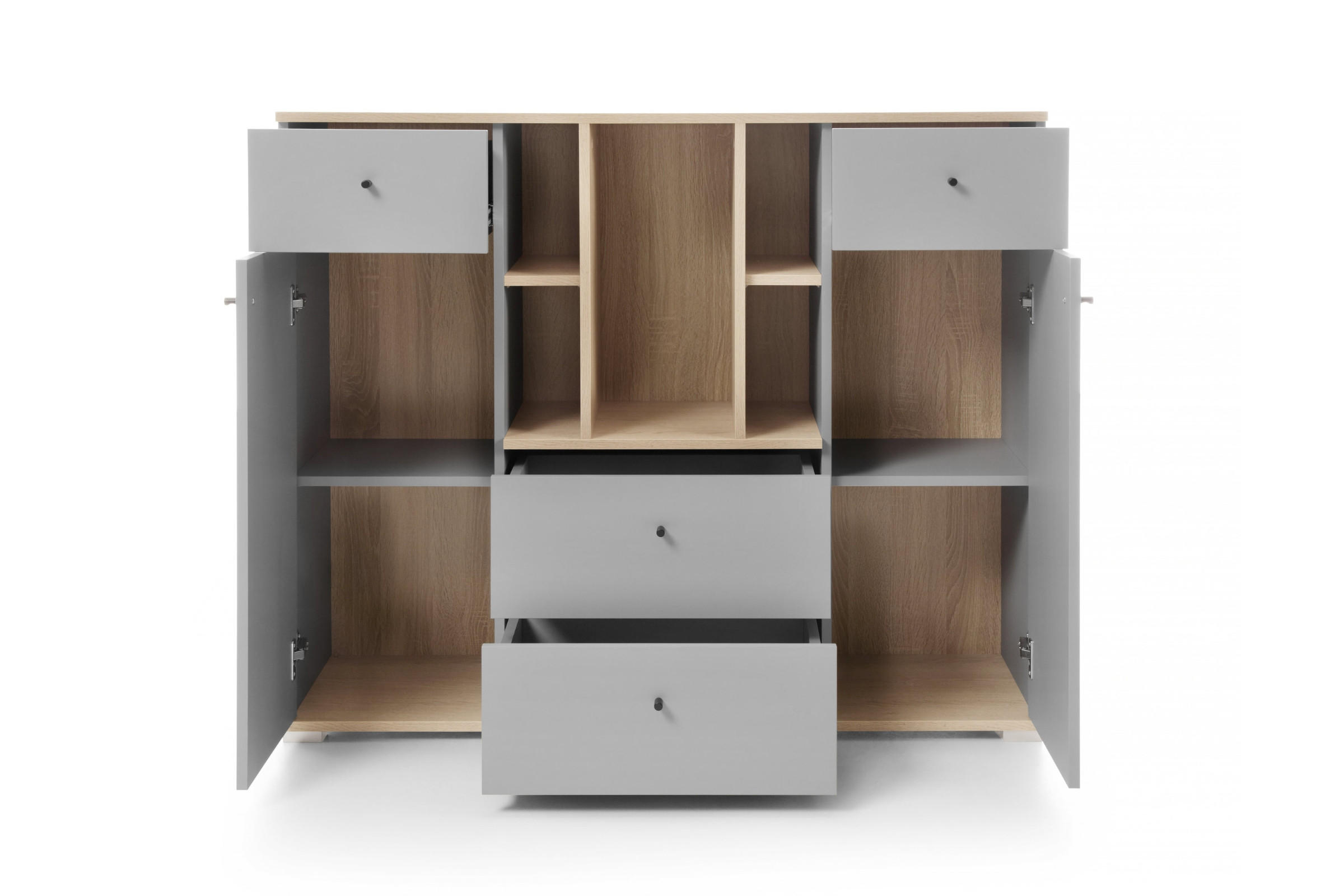 KINDERKOMMODE OLAF 04 120/40/100 in Platin Grau / Biskuit Eiche - Eichefarben/Grau, Holzwerkstoff (120/100/40cm) - Deine Möbel 24