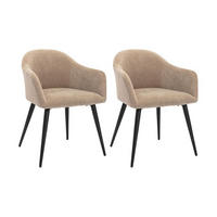 STUHL 2er-Set mit Armlehnen - Samt-Optik & Metall - Beige - BIBO - Beige, Textil (54/73/57.5cm) - Vente-Unique