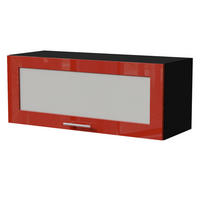 KLAPPHÄNGESCHRANK Brerra W4BS/90 WKF Schwarz / RAL 3002 karminrot Hochglanz 90 / 32,5 / 36cm - Rot/Schwarz, Holz/Holzwerkstoff (90/36/32.5cm) - Feldmann-Wohnen