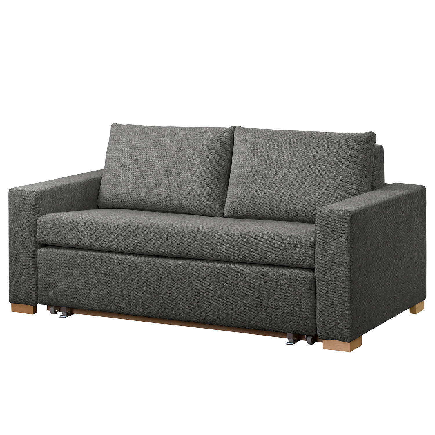 SCHLAFSOFA - Graubraun/Buchefarben, Holz/Buchenholz (153/90/90cm) - home24