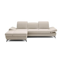 ECKSOFA FELICE L-S Creme Geflochtener Stoff mit Schlaffunktion - Creme, Holz (284/166cm) - MASSENO