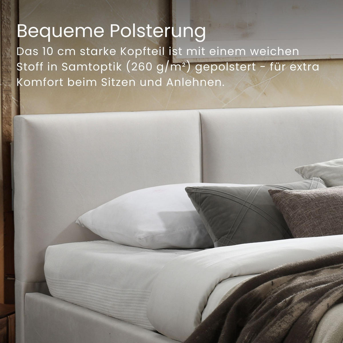 POLSTERBETT 160x200 cm in Hellbeige - Beige, Metall (160/200cm) - Home Collective
