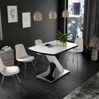 ESSTISCH Chinto Schwarz 120 x 80 cm ausziehbar - Weiß Hochglanz/Schwarz, Holzwerkstoff (80/120/76cm) - Vicco