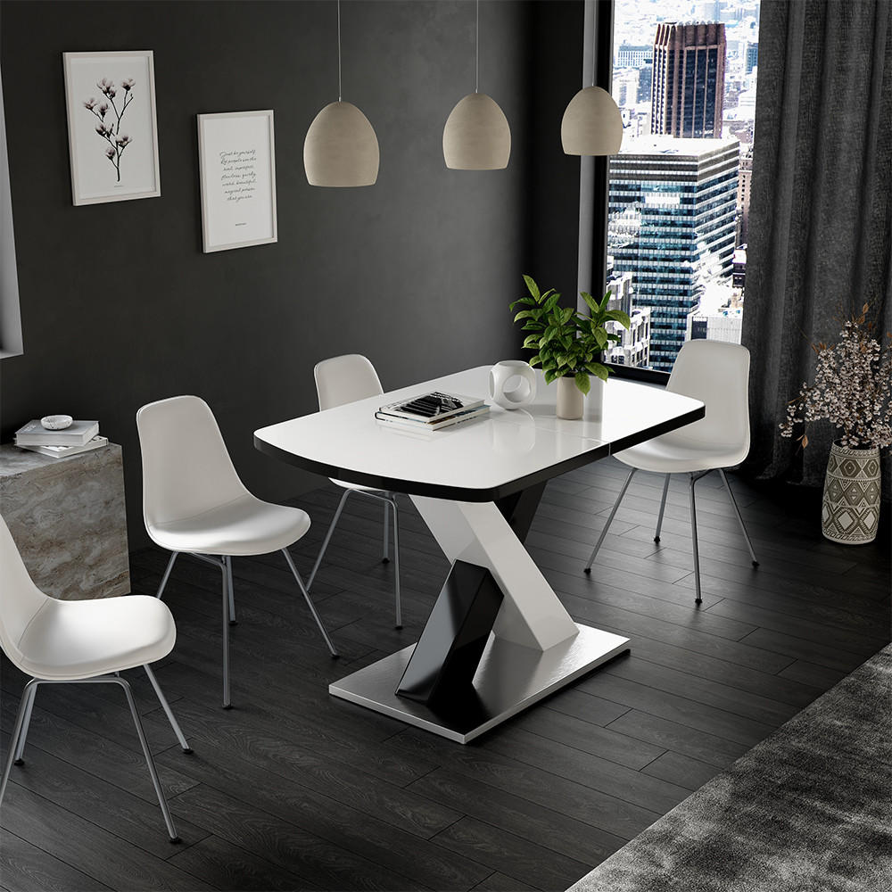 Vicco ESSTISCH Schwarz, Weiß 120cm × 80cm × 76cm
