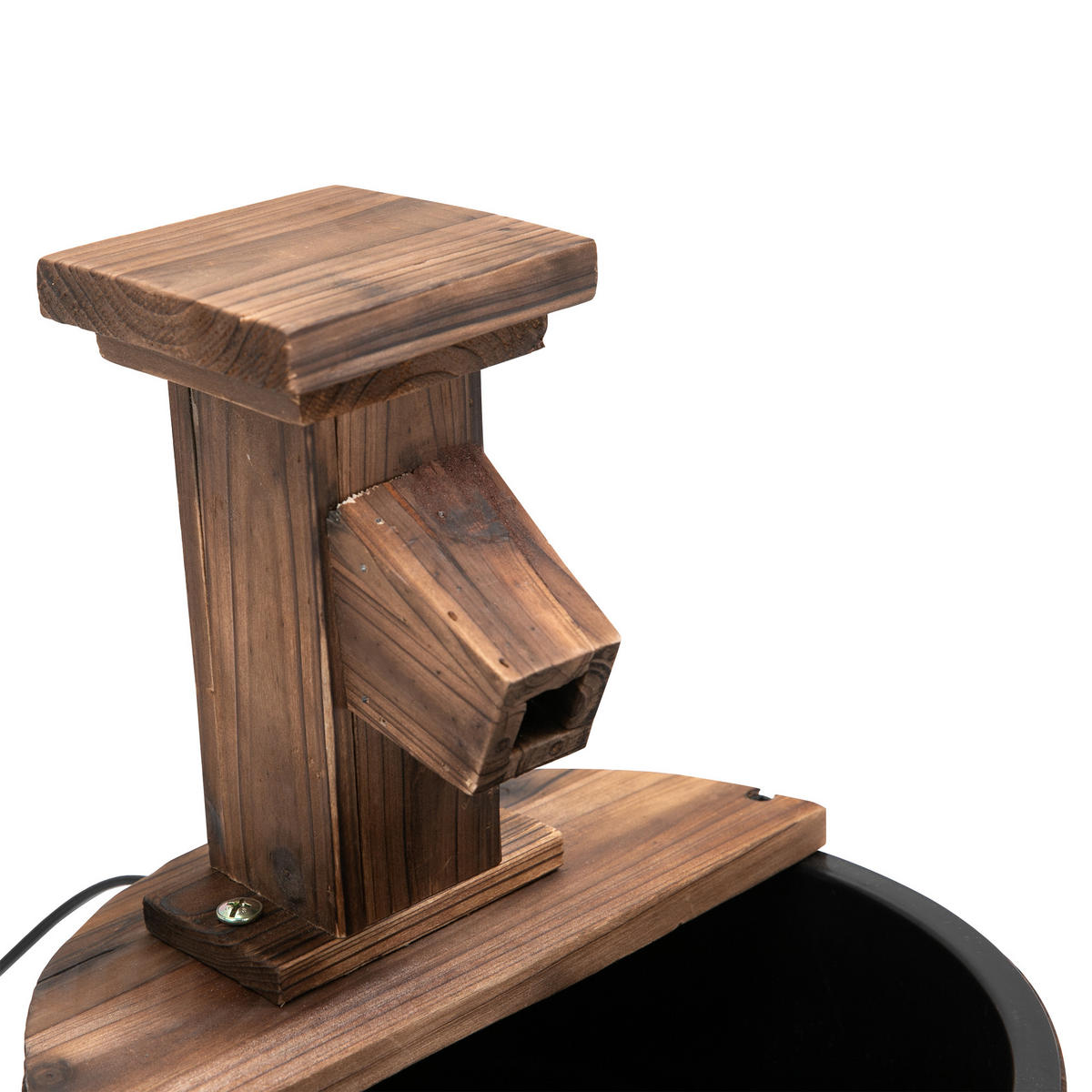 SPRINGBRUNNEN DE-10092 mit Holzeimer und Hahn, elektrisch Verkohlt - Naturfarben, Holz (27/27/37cm) - ComfortXL