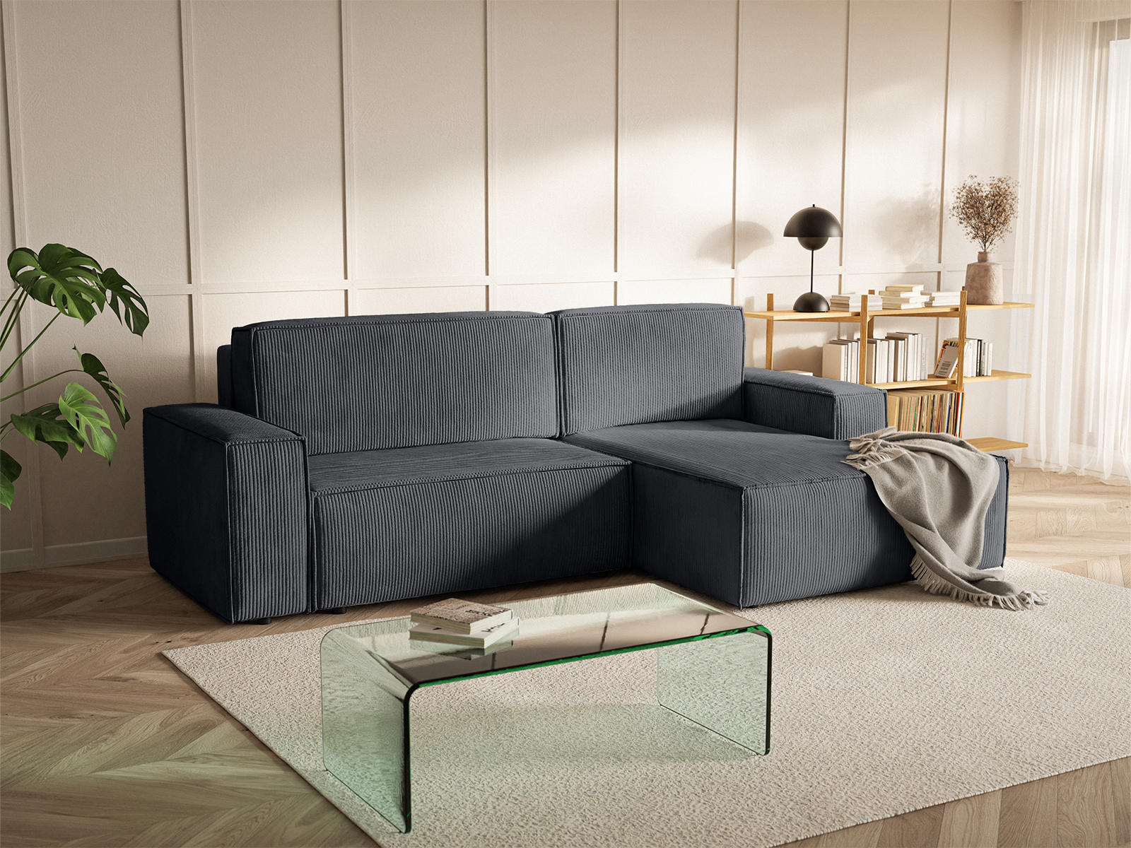 ECKSOFA Kokko mit Schlaffunktion, Anthrazit - Anthrazit, Textil (267/167cm) - Fedve