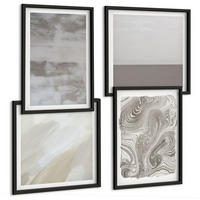 BILDER SET 4er Set - 50x50 cm & 40x60 cm Schwarzer Rahmen - Industriedesignstrukturen - Schwarz, Kunststoff (50/50cm) - TULUP
