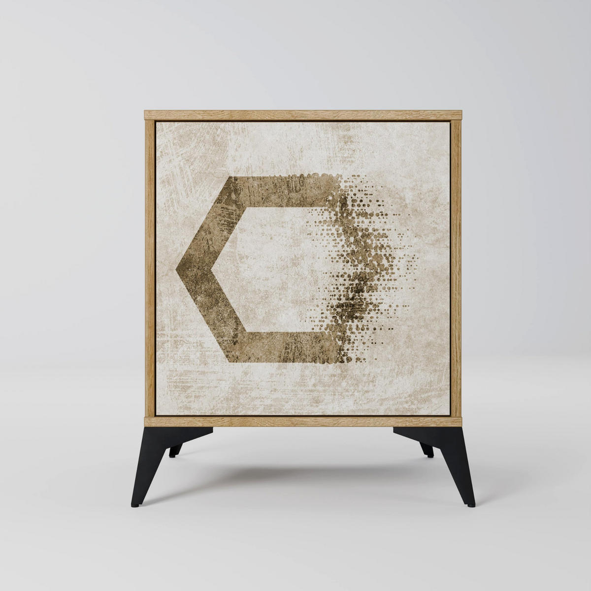 SIDEBOARD HEXAGONAL SHAPES, Eichefarben, 57,5x42x57,5 cm, Ohne Füße - Eichefarben/Multicolor, Holzwerkstoff (57.5/57.5/42cm) - SpaceRebels